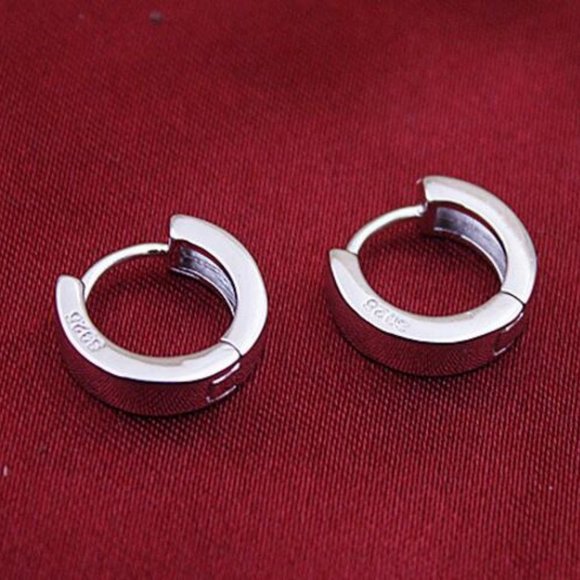 NEW 925 Sterling Silver Simple Hoop Earrings - Picture 2 of 8